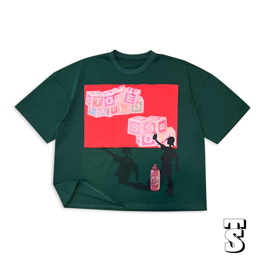 Hunter green Graffiti Tee